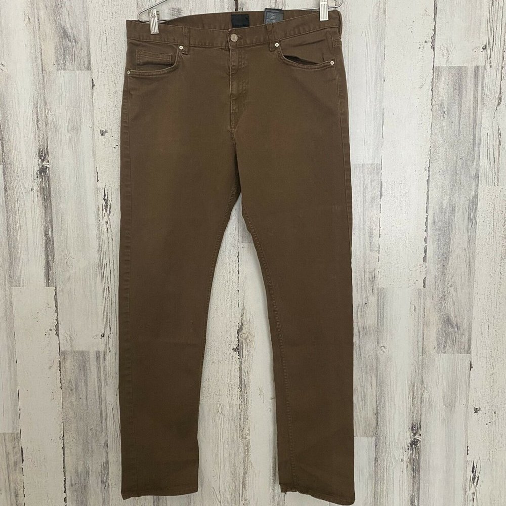 H&M Slim Fit 34 Brown Jeans 5 Pocket Mens 34 Coupe Etroite